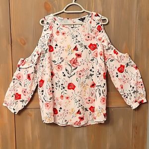 RW & Co. blouse pale pink floral size m